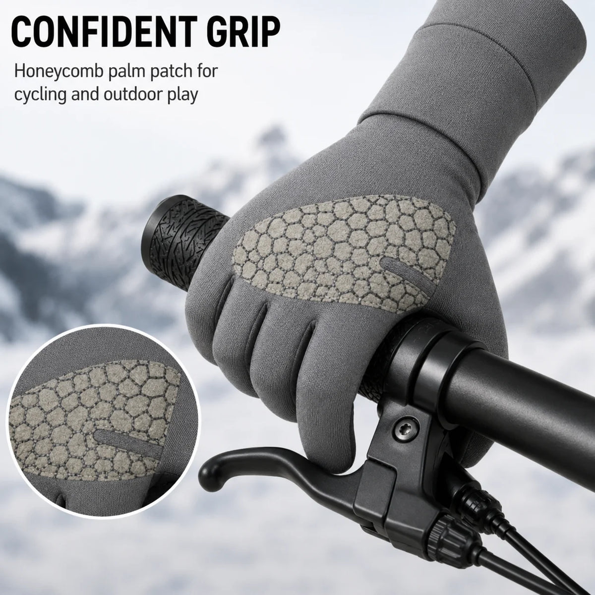 Kids Winter Touchscreen Gloves Warm Fleece Lined Anti Slip Silicone Palm Bike Gloves for Boys Girls Outdoor Cycling Sports