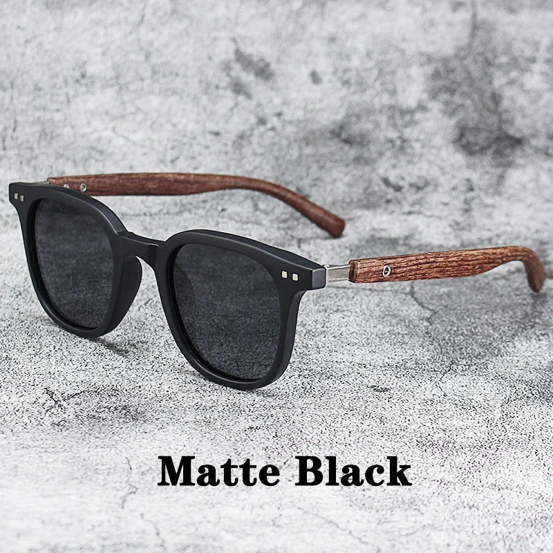 New Men Vintage Wooden Frame Sunglasses Classic Brand Square Sun Glasses Coating Lens Driving Eyewear for Women Male