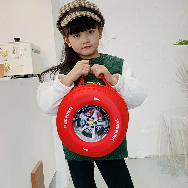 Children's Schoolbag Fashion Tyre Shaped Boys Girls Backpack 3D Cartoon Kindergarten Shoulder Bag Large Capacity Kids Handbag