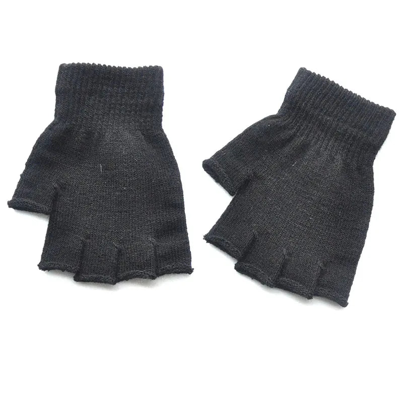 Hot Children Magic Knitted Gloves Kids Stretch Half Finger Glove Winter Warm Mittens Solid Fingerless Gloves Girls Soft Wrist