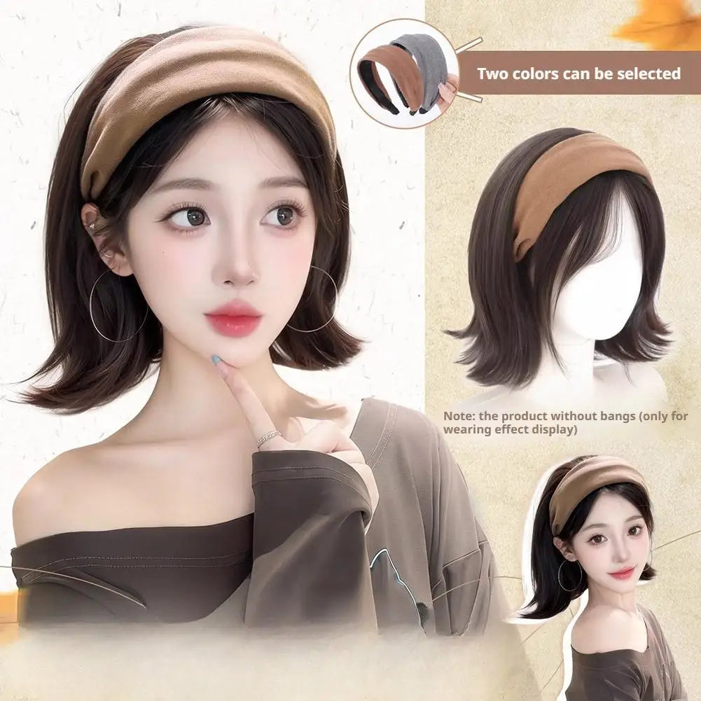 Headband Wigs Short Straight Bob for Women Half Wigs Synthetic Hair for Cosplay Party Daily Use Synthetic Women Elegant Solid