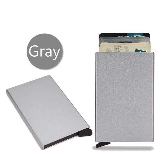 Smart Wallet Card Holder Metal Thin Slim Men Women Wallets Pop Up Minimalist Wallet Small Black Purse Vallet Walets for Men