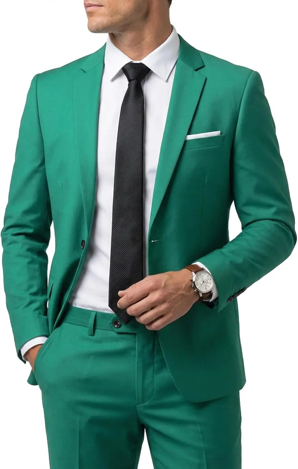 Men's 2 Piece Suit  One Button Slim Fit Solid Jacket  Pants Set Suits for Men Party Wedding Prom  Business