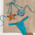 2025 New Sexy Low Waisted Bikini Set Swimsuit Starfish Swimwear Women Solid Strappy Beachwear Bathing Suits Brazilian Biquini