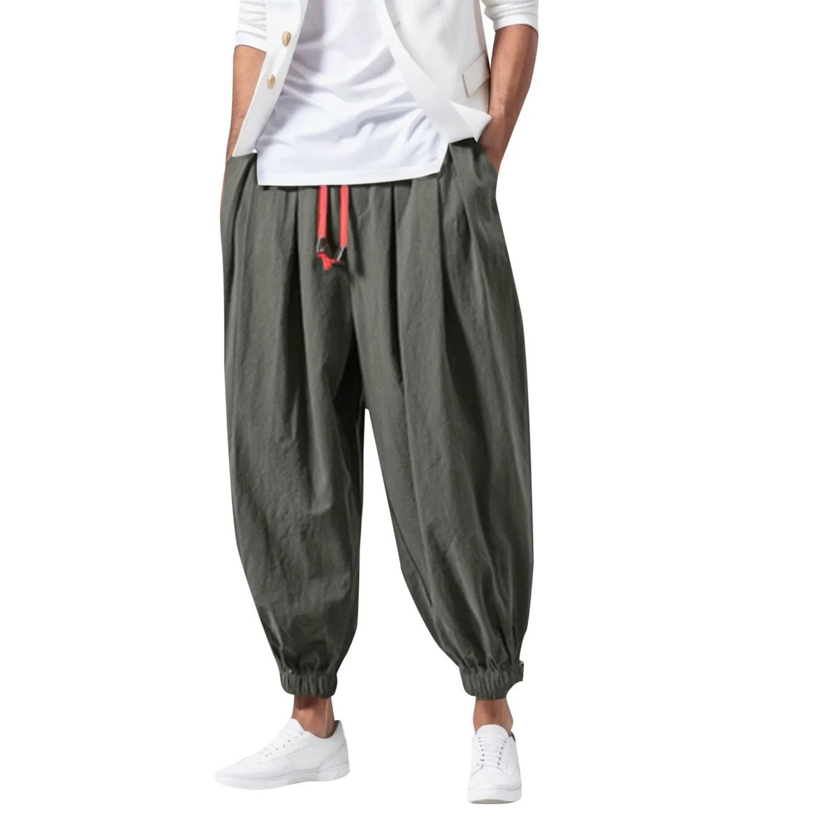Fashion Harem Pants Men Hiphop Baggy Wide Leg Pants Streetwear Oversized Casual Sweatpants Harajuku Japanese Trousers Male 2025