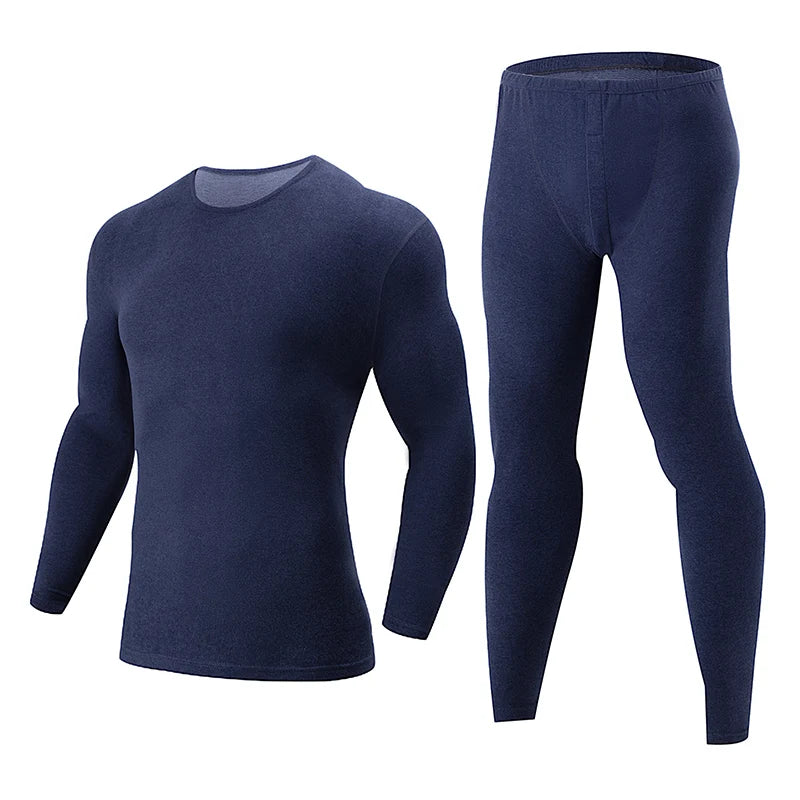 2-piece Autumn And Winter Men's Solid Color Simple Long-sleeved Trousers Suit Casual Joker Men's Bottoming Warm Sports Suit