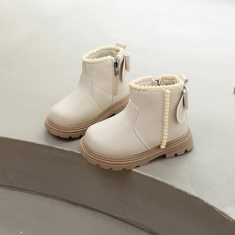 New Kids' Ankle Boots Fashion Spring Autumn Girls Short Leather Boots Elegant Princess Catwalk Children's Casual Platform Boots