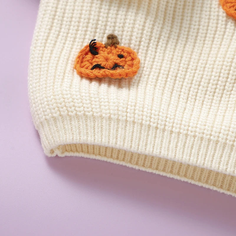 Newborn Baby Sweaters Knitted Fashion Orange Halloween Pumpkin Knitting Infant Kids Boys Girls Pullovers Tops 1-3Y Children Wear