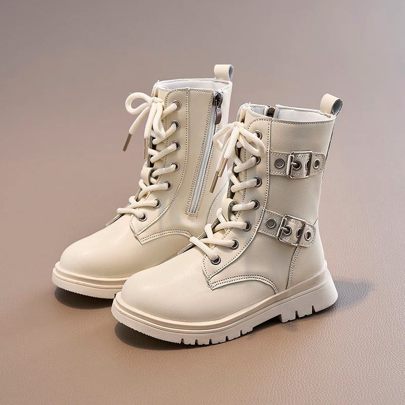 Baby Girls Autumn/Winter Hot Sale New Buckle Round Toe Comfort Cool Fashion Boots Kids Casual Single Elevated Walking Boots
