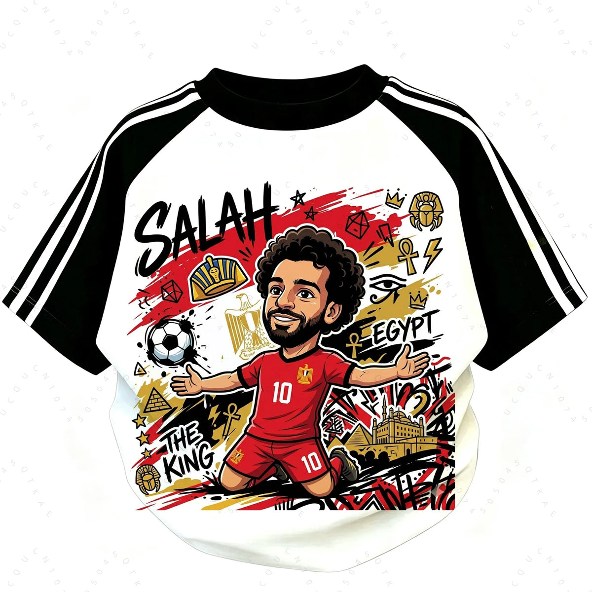 2026 Kid Adults Cartoon Soccer Player Print Shoulder T Shirt Top Tier Football Stars Short Sleeve Football Fans Parent-Child Top