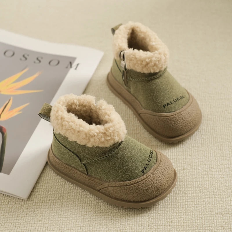 Kids Snow Boots 2025 Winter New Soft Sole Cotton Boot Girls Boots Warm Thick Cotton Shoes All Match Sneakers Ankle Boots for Boy