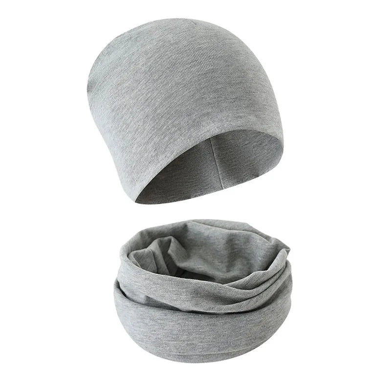 Children Beanie Hat Scarf Autumn Winter Solid Color Warm Toddler Hat Scarf for Girls and Boys Infant Hats Set Kids Neck Warmer