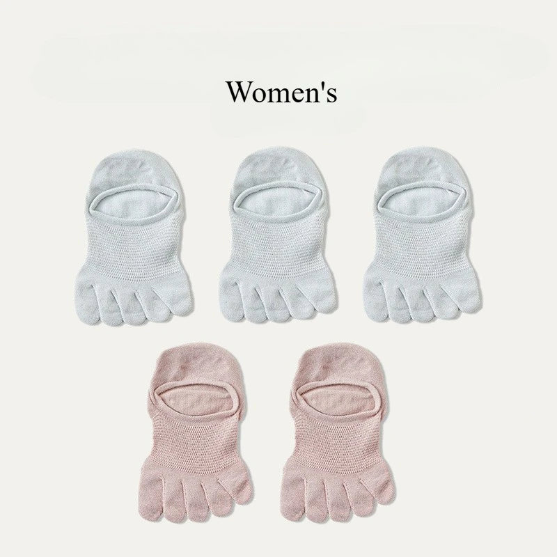Women's 5 Pair Cotton 5-toe Socks Summer Breathable Mesh Sock for Women Mens Five Finger Ankle Toe Socks Low Cut Sock for Ladies