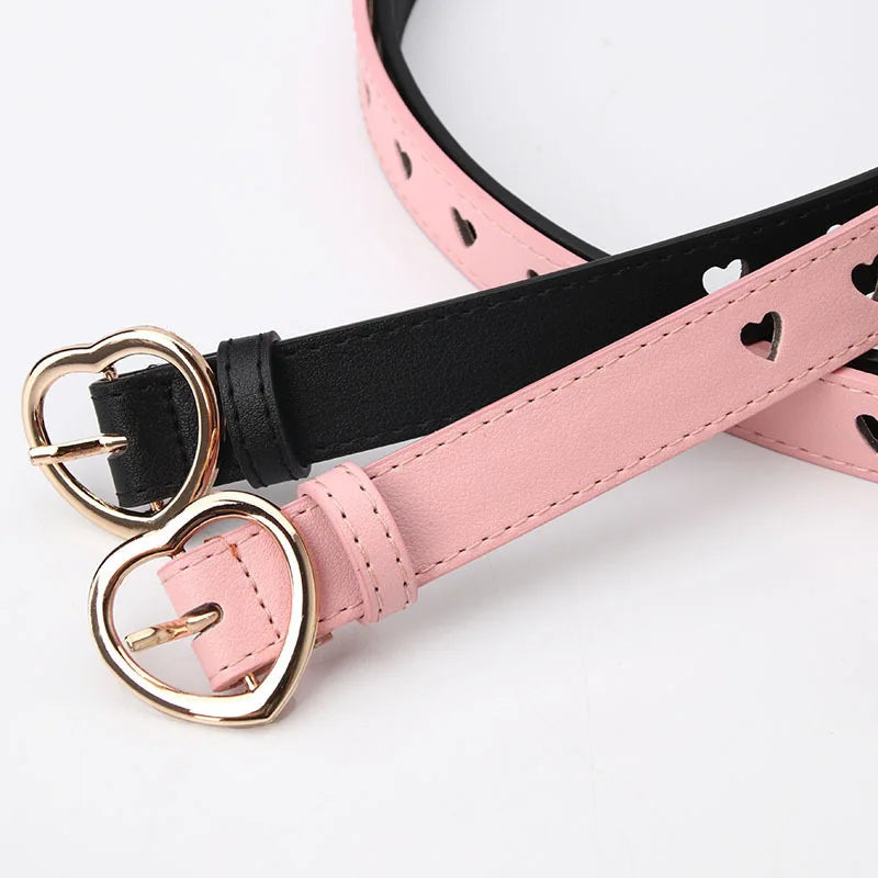 Women's belts Pin buckle belts spring and summer new women's versatile with trouser belts hollow heart shape