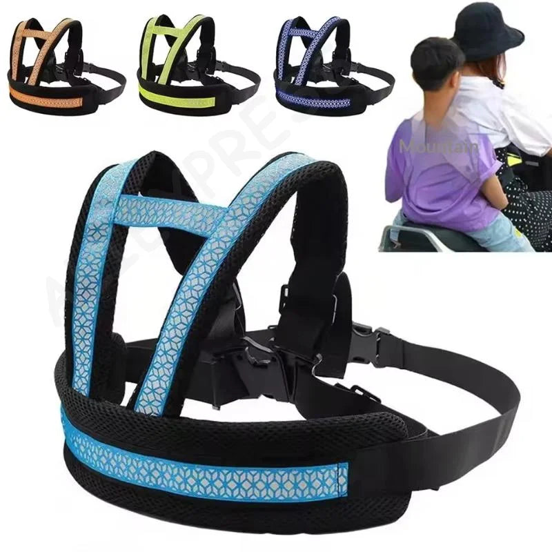 New Motorcycle Safety Belt For Kids Toddlers Breathable Shoulder Straps Seat Harness Adjustable Child Reflective Design