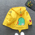 1 2 3 4 5 6 Years Baby Boys Jacket Spring Autumn Cute Dinosaur Children's Trench Coat Hooded Zipper Boys Outerwear Kids Clothes