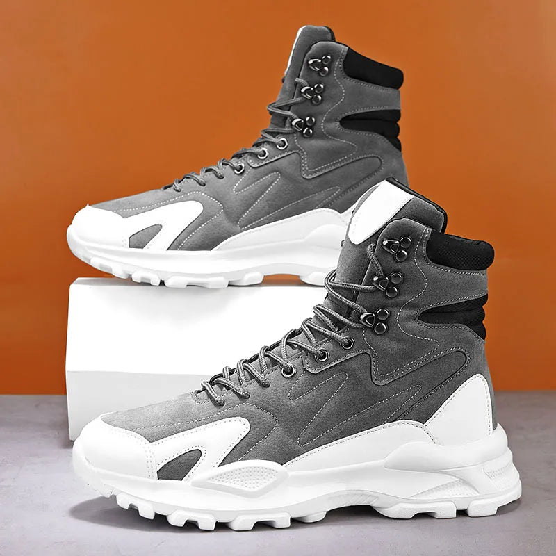 Fashion Men's Boots Comfortable Men Casual Shoes Breathable High Top Sneakers for Outdoor Non Slip Ankle Boots Platform Sneakers