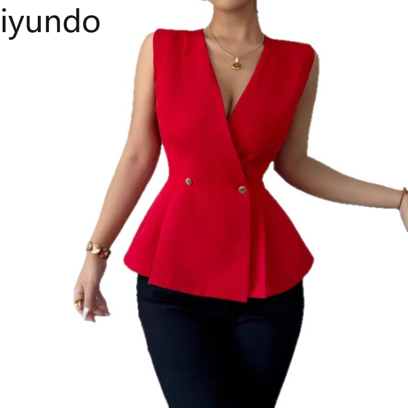 Summer New Women's Solid Color Elegant Blazer Vest - Stylish Western Fashion Lightweight Jacket for Casual/Office/Party