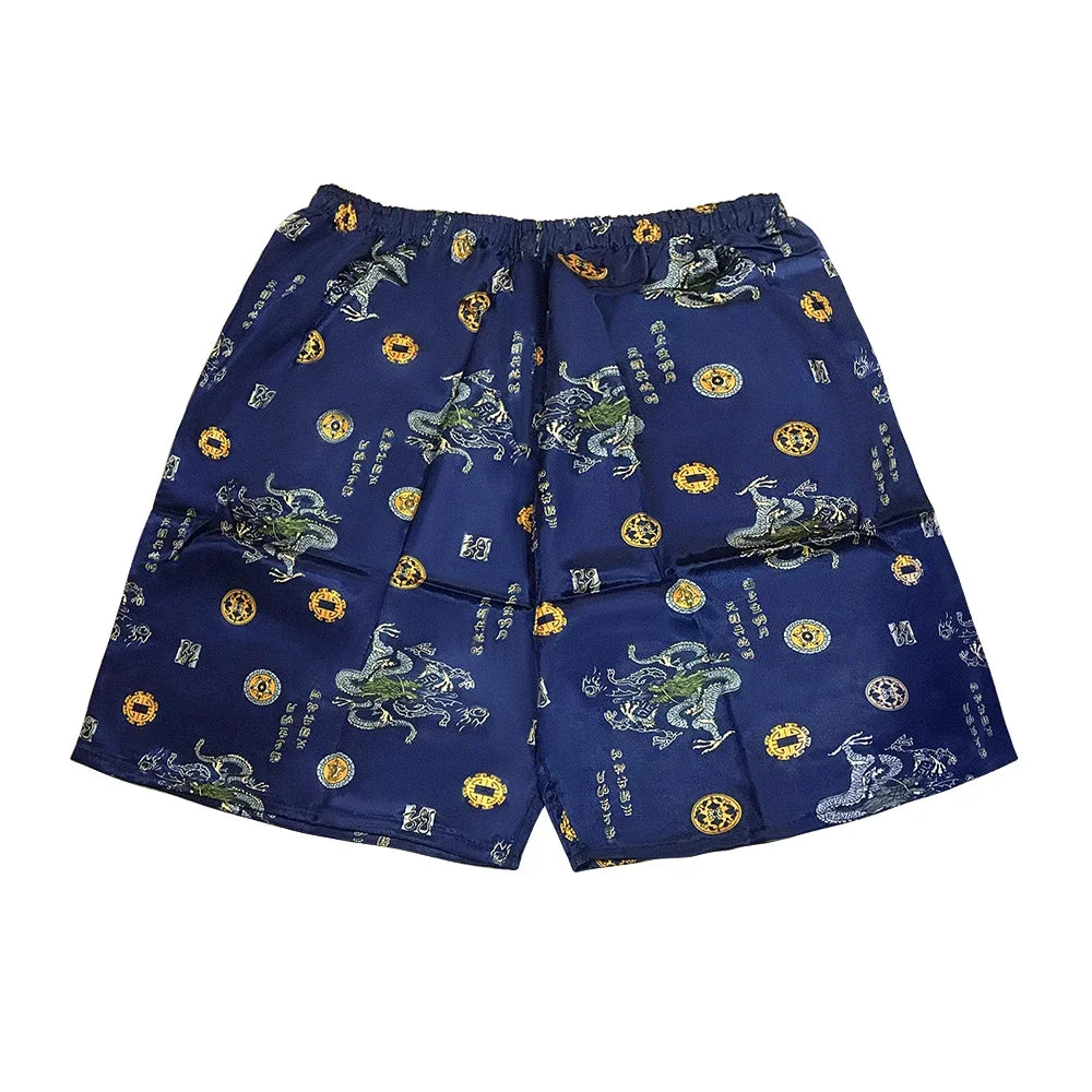 Pajamas Nightwear Shorts Silk Satin Underwear Mens Night Pants Printed Pyjamas Sleep Sleepwear Bottoms Emulation Silk
