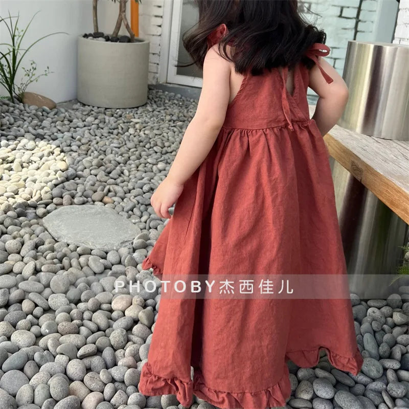 Korean Version of Baby Girl's Summer Dress New Dress Sleeveless Loose Doll Skirt Fashion and Cute Kids Dress
