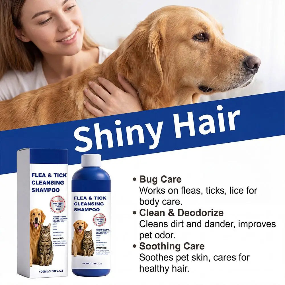 Pet Flea Tick Cleansing Shampoo Effectively Remove Parasites Gentle Smooth Cleaning Deworming Remover Cats Dogs