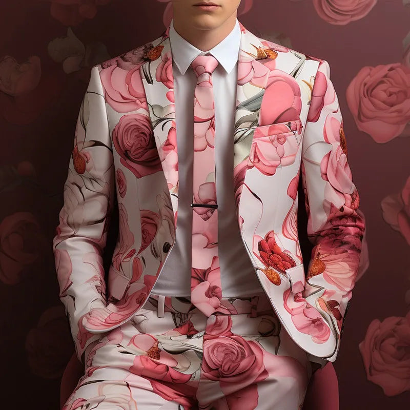 Digital Printed Patterned Suit Two-piece Suit 2025 New Fashion Men's Nightclub Bar Party Stage Cool Performance Suit Set