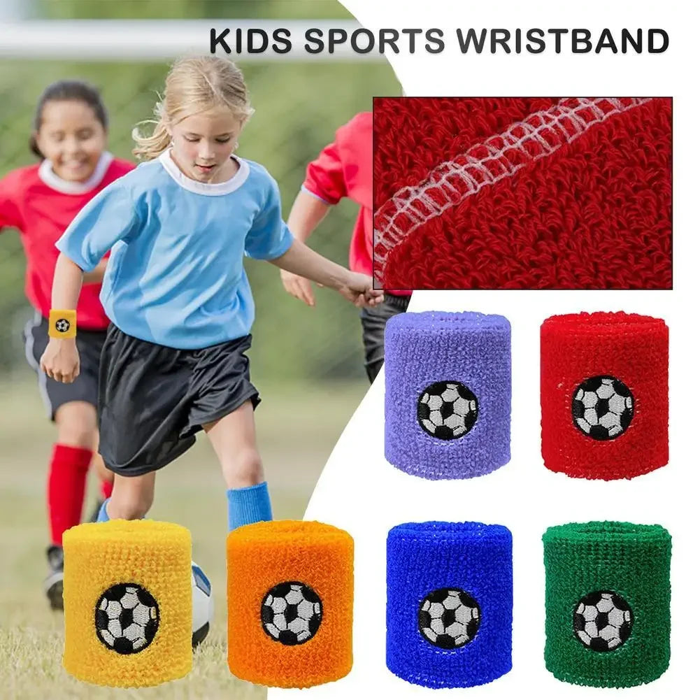 6Pcs Kids Sports Wristbands Colorful Cotton Wristband Sweatband For Children Wrist Protector Football Basketball Tennis Boy Girl