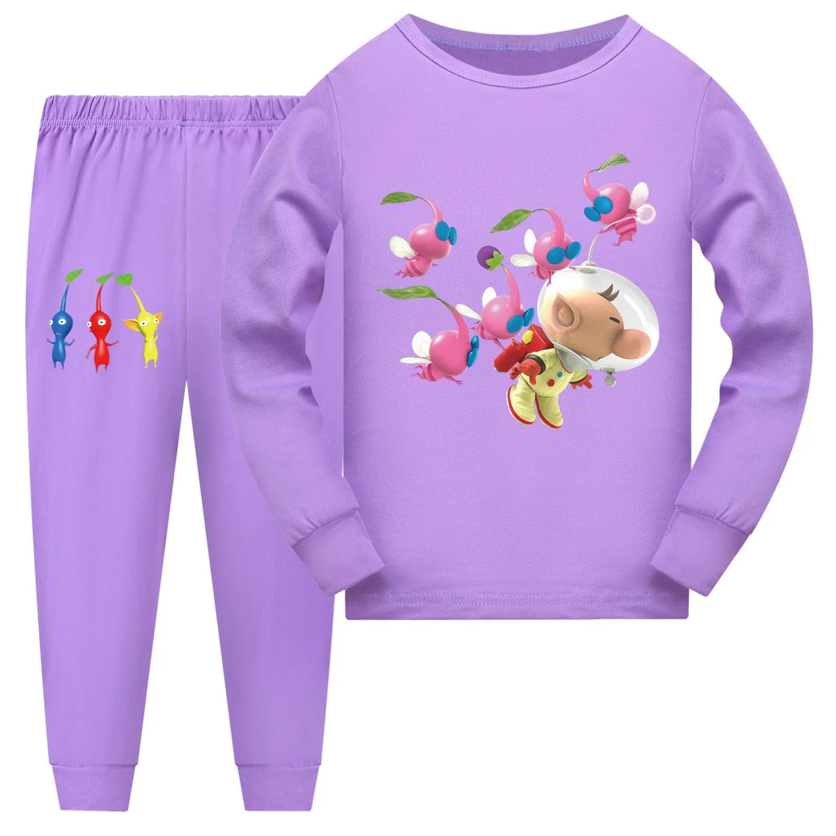 Newest PIKMIN 4 WIKI Costume Kids Cartoon Pajama Sets Baby Girls Long Sleeve Tops Pants 2pcs Set Teenager Boys Casaul Sleepwear
