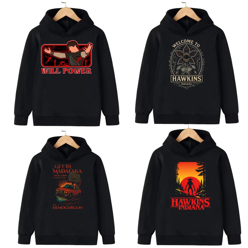 Cartoon Girls Boy Hawkins Demogorgon Hooded Sweatshirt  Children's Fashion Casual Tops WILL Girls Clothing Hoodies