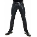 Men's Leather Pants  2022 New Solid Color PU Leather Motorcycle Pants Elastic Leisure Punk Style Slim Fit Full Length Trousers