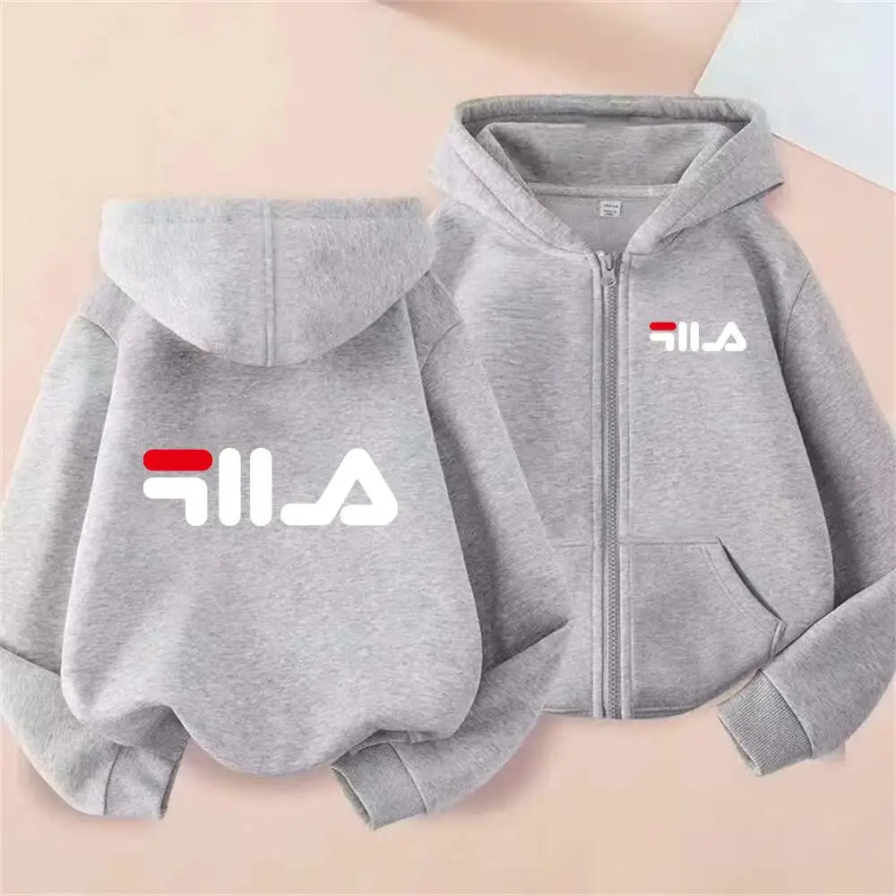 Kids Trend Letter Print Spring Autumn Simple Casual Zipper Hooded Sweatershirts 2-13 Years Boys Girls Streetwear Top Clothes