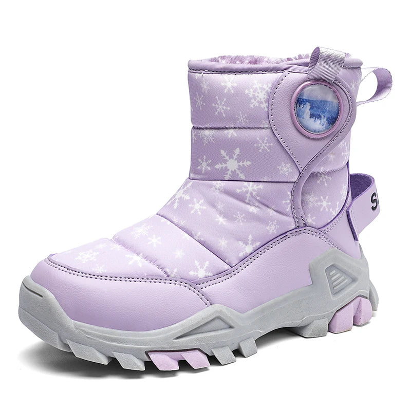 Children Boots for Girls Boys Shoes Winter PU Leather Waterproof Baby Boots Fashion Toddler Kids Shoes Warm Plushr Snow Boots