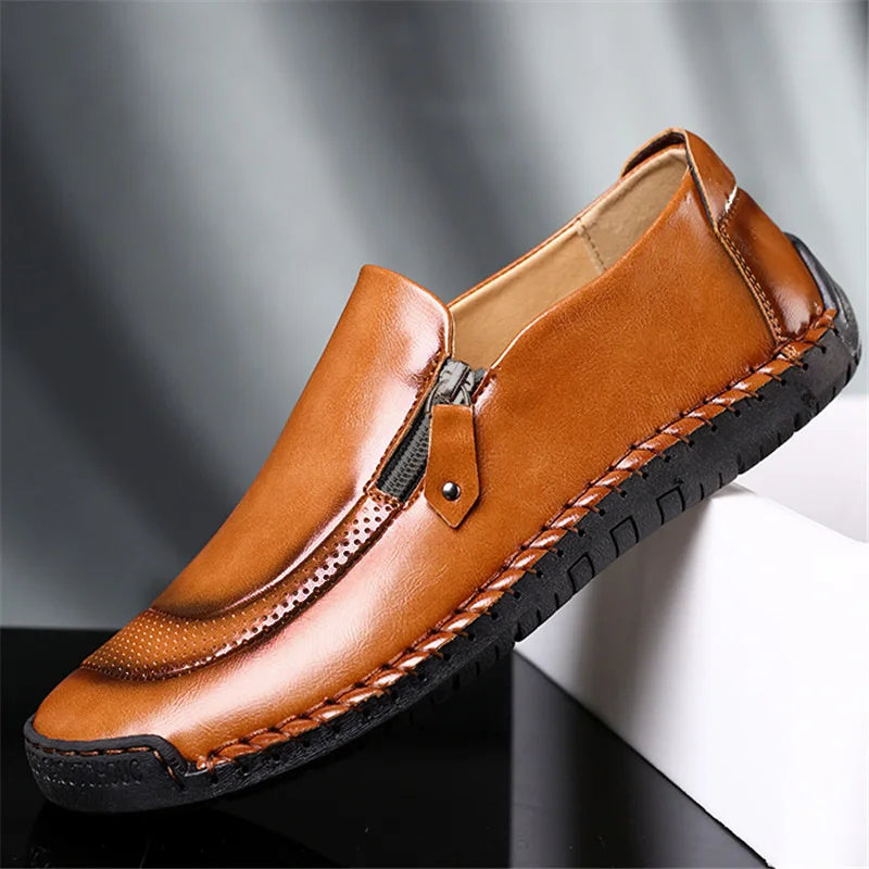 Handmade Leather Men Shoes High Quality Men Loafers Comfortable Soft Sole Walking Shoes Hot Sale Moccasins Men Driving Shoes New