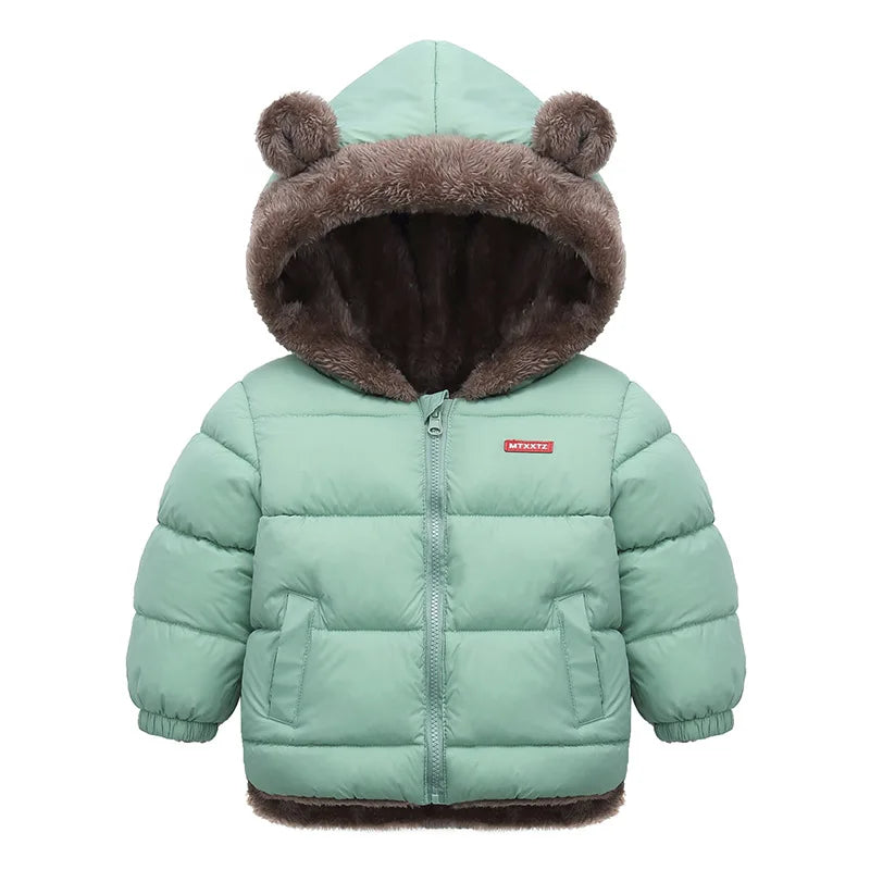 Kids Thick Warm Coats Winter Children's Fleece Hooded Jackets Cashmere Padded Snowsuit Boys Girls Cotton Outerwear 1-6 Years