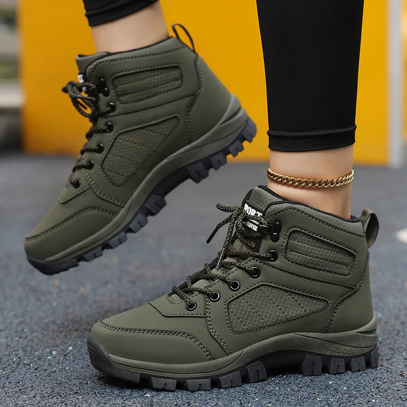 Women Sports Shoes White Casual Non Slip Running Shoes Outdoor Hiking Climbing Waterproof Breathable Lace Up Platform Sneakers