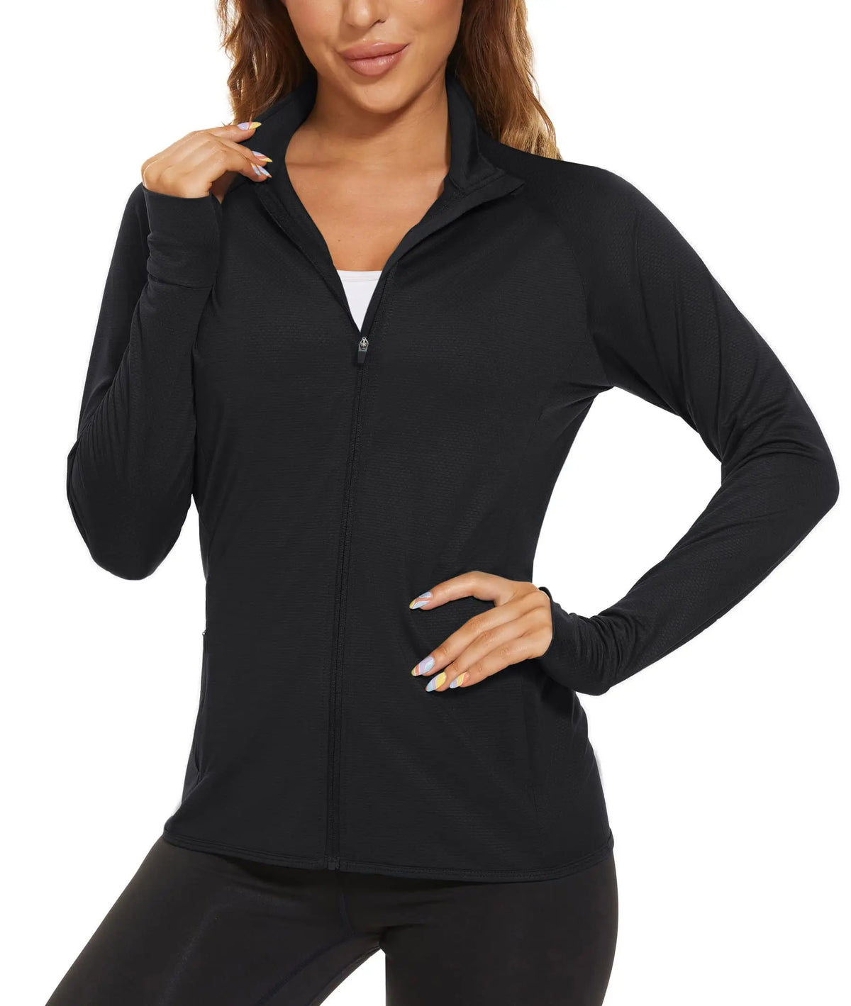 TACVASEN UPF 50+ Sun Protection Summer Shirts Womens Long Sleeve Shirts Full Zip Casual Jackets Zipper Pockets Golf Athlete Tops