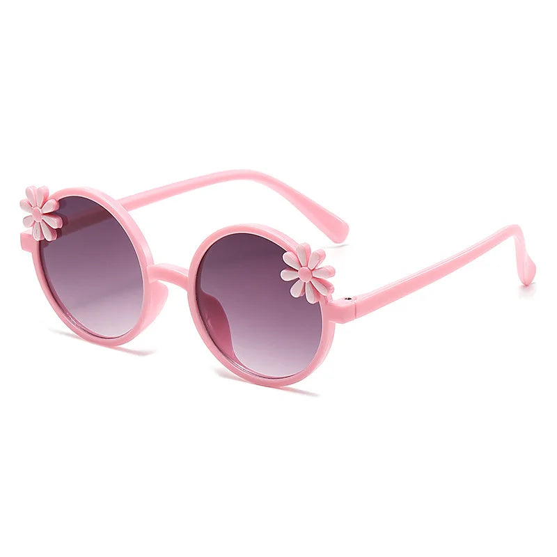 Cute Flower Children Sunglasses Fashionable Uv Protection Round Frame Outdoor Sunshade Kids Sunglasses 2344
