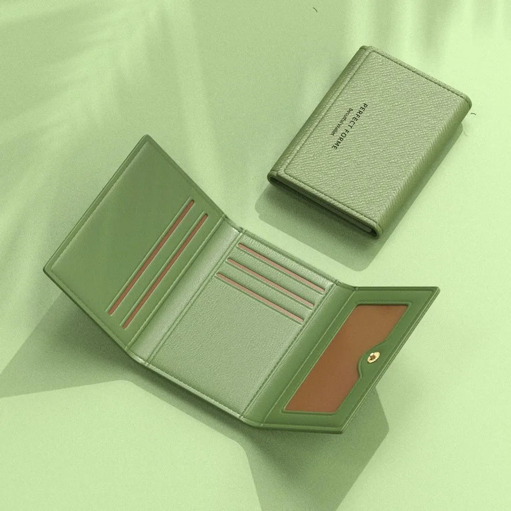 Fashion Leather Men Card Wallets Large Capacity Solid Color Male Purse Multi-card Multifunctional Photo Holder Women