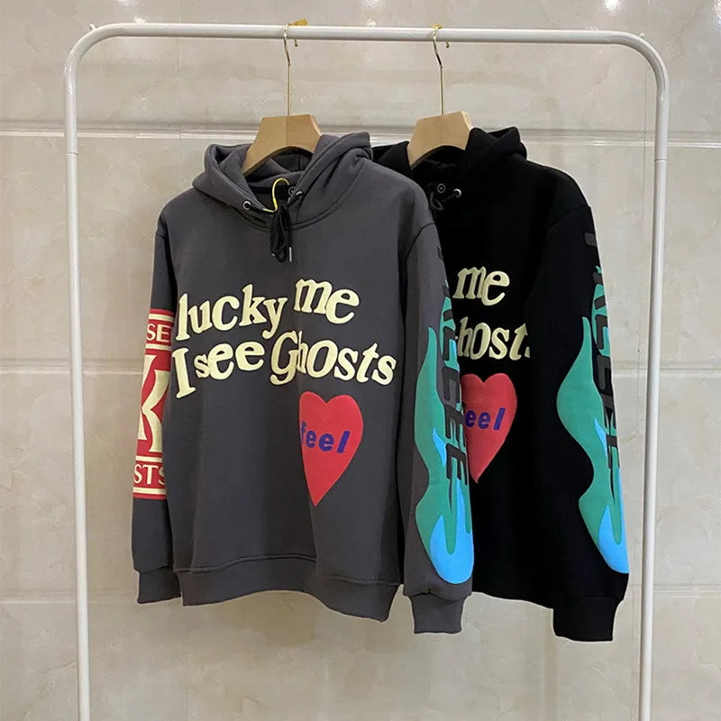 kanye Foamed love letters graffiti print hoodie for men and women with fleece jacket