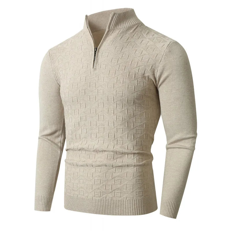 plus Size Men's Cable Knitted Jumper Funnel Neck Warm Pullover Half Zip Sweater Casual Streetwear for Winter And Autumn