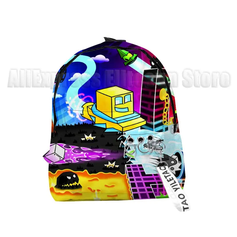 Kids Angry Geometry Dash 3D Print Backpacks for Girls Boys Cartoon Anime Bookbags Students School Bags Children Knapsacks Gifts