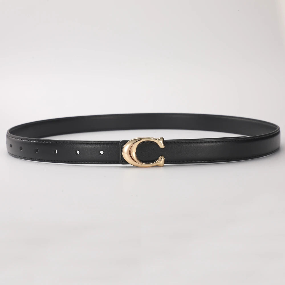 New Women's C-shaped Smooth Buckle Belt With Temperament And Versatile Double-sided Belts For High Quality Gifts For Mothers