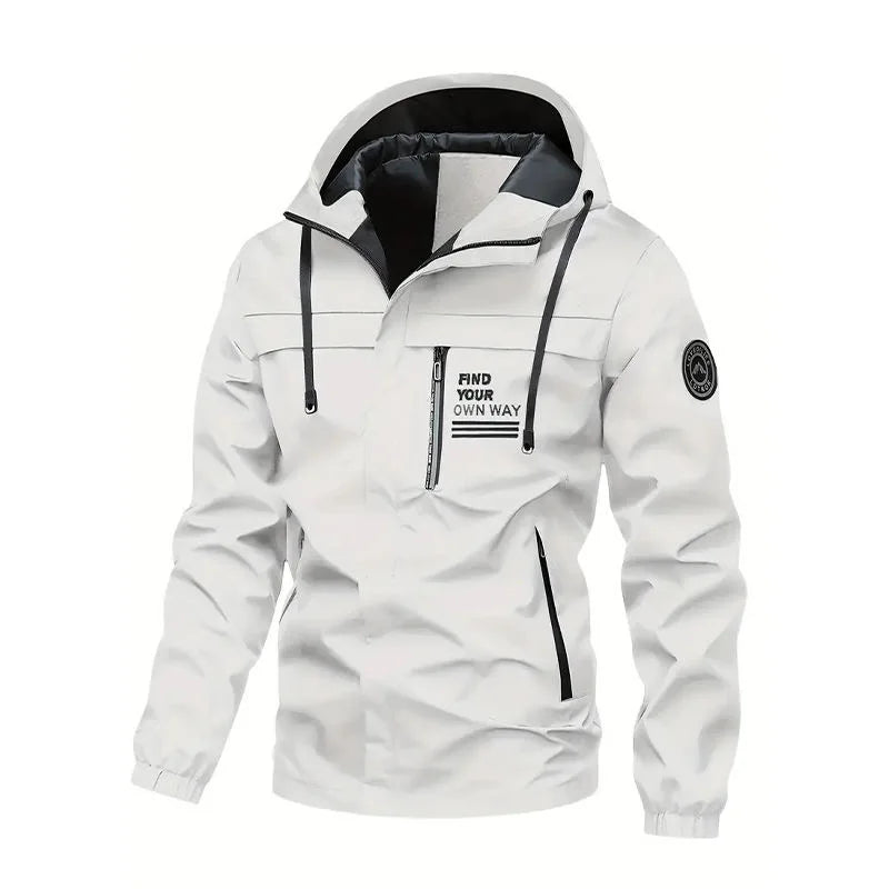 Autumn and Spring Fashion Trend Outdoor Sports Waterproof Hooded Jacket Men's Loose Comfortable Plus Size High Quality Outerwear