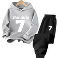 Ronaldo Kids' Sportswear Set: Minimalist Print Hoodie and Pants – A Christmas Gift for Boys and Girls