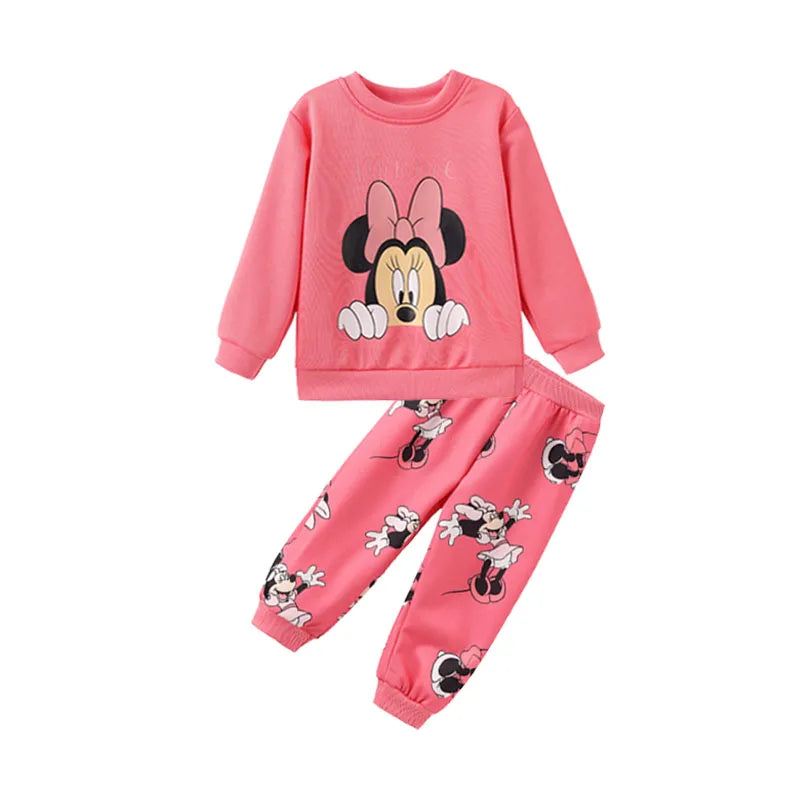 Cute Cartoon Girls Hoodie And Pants Set Autumn Winter Kids Leisure Clothing for 2-6 Years Old Children