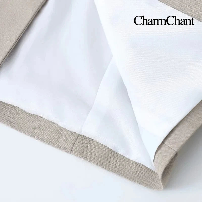 Charmchant Women's  Minimalist Oversized Linen Blazer High Quality Long Sleeve Outerwear Jackets Casual Office Wear Spring 2026