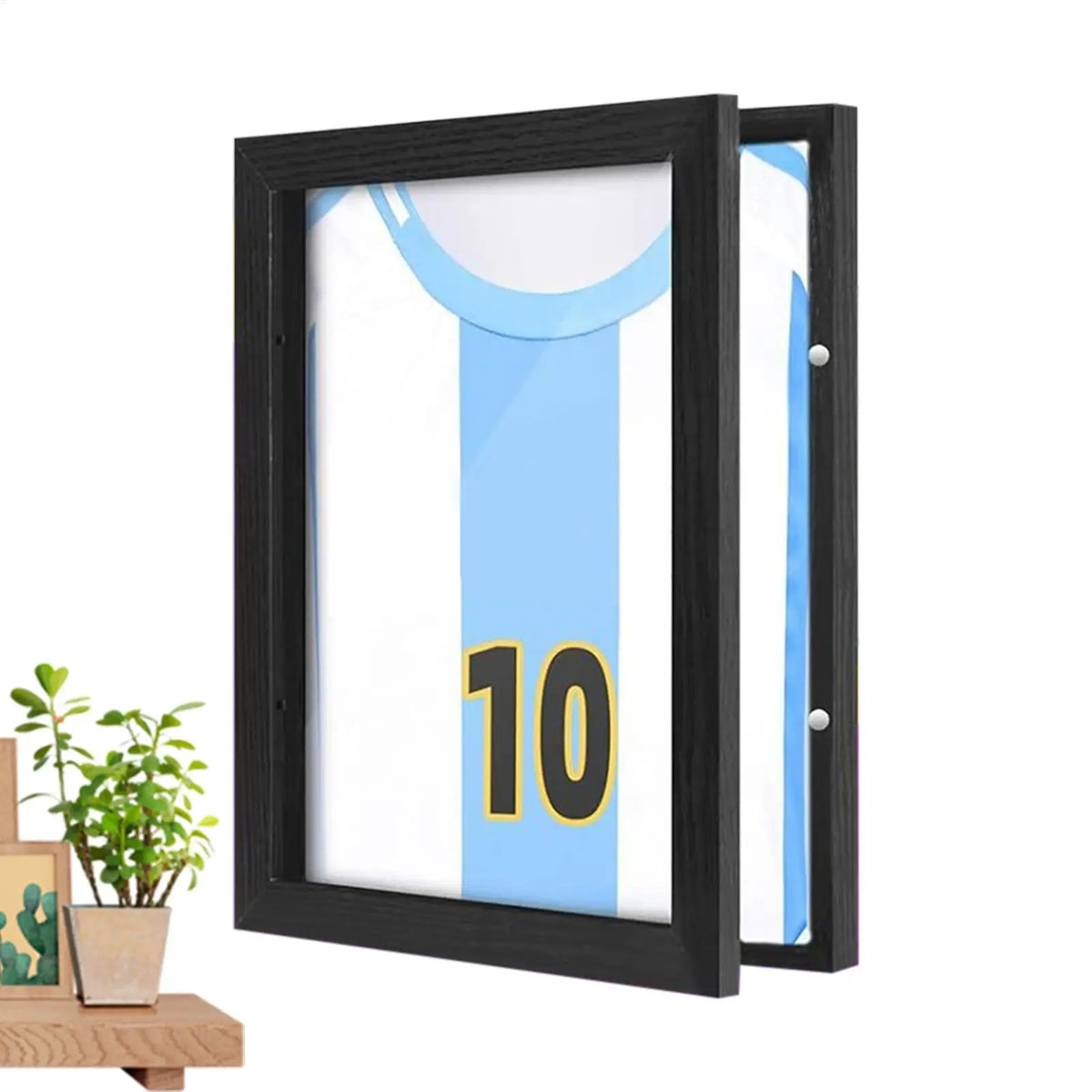 Sports Shirt Display Case Wooden Sports Shirt Shadow Case for Wall UV Protection Sportswear Box for Home Shelf Basketball