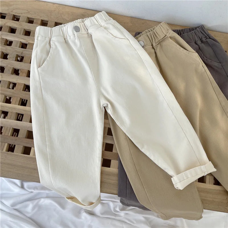 Korean Style Kids Pants - Autumn Spring Slacks for Boys & Girls, Foreign Fashion Trousers Winter Clothes for Girls