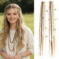 Wig with 4 small braids and hair extensions for women paired with Bohemian style BB clip on synthetic boxing braids