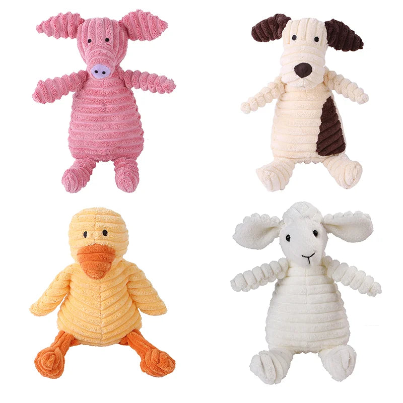 Pet Dogs Plush Animal Chewing Toy Wear-resistant Squeak Cute Bear Fox Toys for Dog Puppy Teddy Interactive Supplies